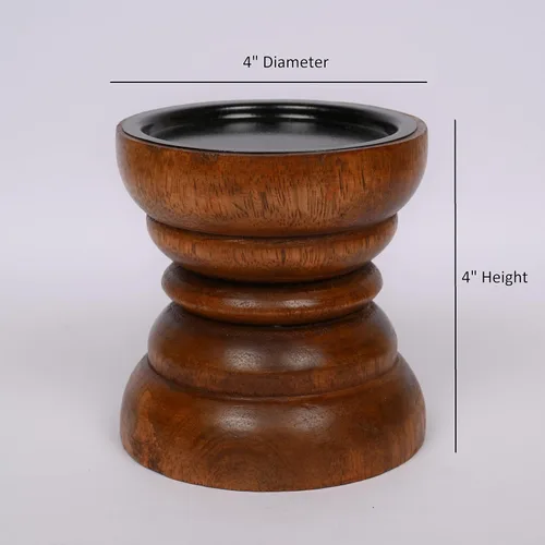 Vista 5 de EDHAS Portavelas de madera de mango natural que se verá increíble en tu hogar, cocina, comedor o dormitorio (4 x 4 x 4 pulgadas)