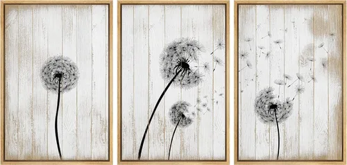 Vista 110 de SIGNWIN Lienzo enmarcado para pared, juego de arte de collage de hojas transparentes en blanco y negro, ilustraciones de naturaleza silvestre, arte