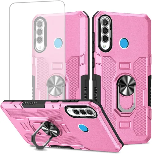 Vista 8 de Funda para Huawei P30 Lite/Nova 4E/Honor 20S MAR-LX1M con protector de pantalla de vidrio templado, protección resistente anillo de metal magnético