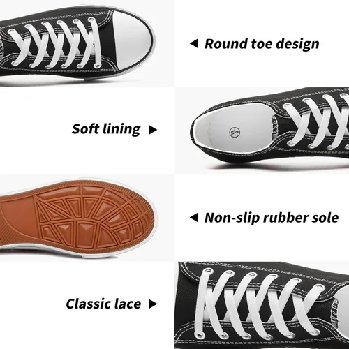 Vista 2 de yageyan Zapatos bajos de lona para hombre Zapatillas casuales clásicas Zapatos de moda en blanco y negro
