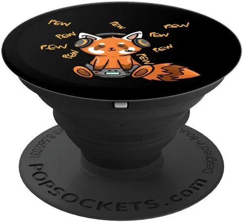 Vista 4 de Gamer - Llave de vaso de panda roja para niños – PopSockets Grip y soporte para teléfonos y tabletas