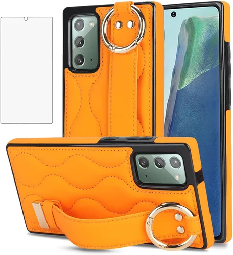 Vista 10 de Asuwish Funda de teléfono para Samsung Galaxy Note 20 5G con protector de pantalla y correa para la muñeca, soporte de pulsera, anillo de silicona