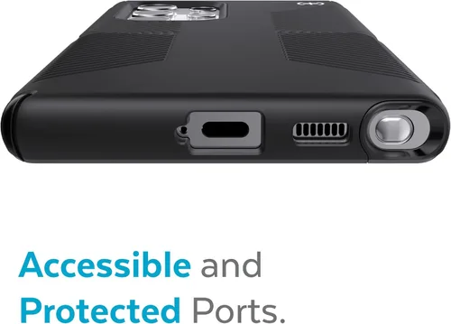 Vista 7 de Speck Productos Funda Presidio2 Grip Samsung Galaxy S22 Ultra, bisel elevado, Negro/Negro/Blanco