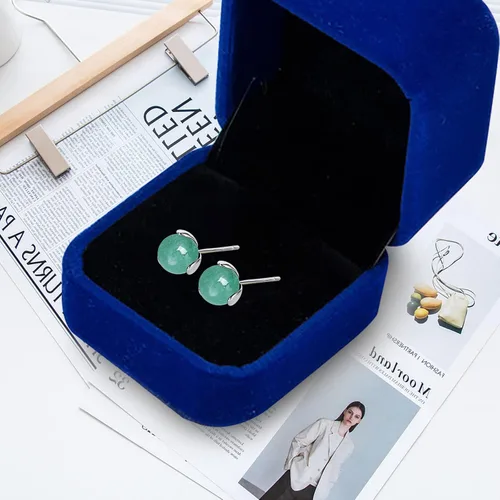 Vista 47 de Jade Earrings Studs,Green Jade Earrings for Women,925 Sterling Silver Earrings Studs for Sensitive Ears,Handmade Jade Earrings for Birthday
