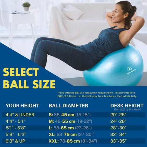 Vista 3 de ProBody Pilates Pelota de ejercicio (21.7 in) y 5 bandas de resistencia para estabilidad, barras, yoga, entrenamiento básico y terapia física