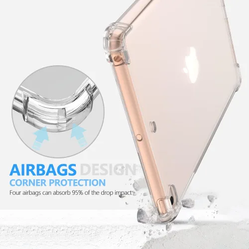 Vista 4 de Callyue Funda transparente para iPad mini 5 / Mini 4 / Mini 3 2 1, funda protectora de goma suave de silicona de esquina lateral para tableta Apple