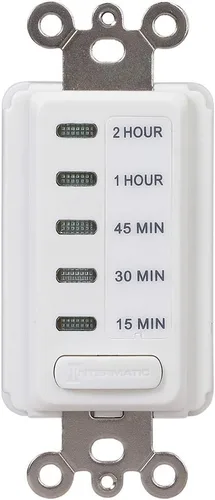 Vista 2 de Temporizador electrónico con autoapagado, cuenta regresiva, empotrado en pared, EI200 5/10/15/30 minutos, marfil, de Intermatic, EI235W