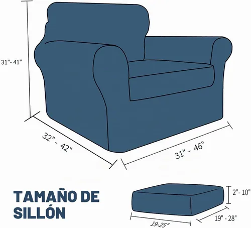 Vista 6 de JIVINER 2 piezas, fundas para sillón para sala de estar, fundas elásticas para silla, con 1 funda de cojín de asiento, funda gruesa, ajustable Gris