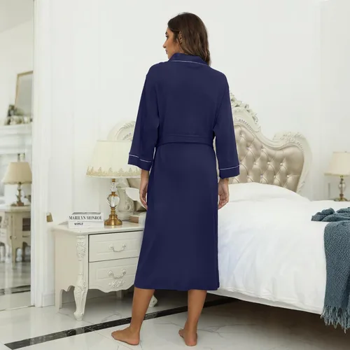 Vista 9 de HEARTNICE - Bata de baño de algodón para mujer, tejido de punto tipo quimono, para el spa, liviana, larga