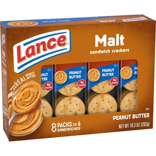 Vista 10 de Lance Galletas tipo sándwich, malta con mantequilla de maní, caja de 8