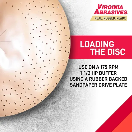 Vista 5 de Virginia Abrasives 421-80017 - Disco abrasivo de carburo de tungsteno de 17 pulgadas, disco de pulido de dos caras para alfombras, adhesivo, epoxi