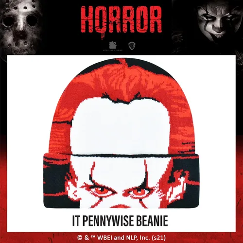 Vista 2 de Concept One Stephen King's IT Pennywise - Gorro de invierno enrollable, color negro, talla única, Negro