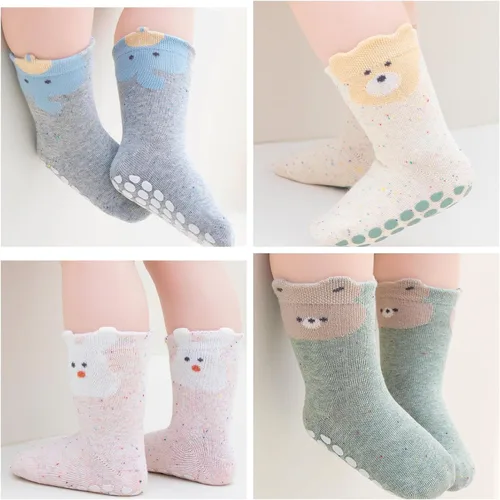 Vista 7 de Toddler Non-Skid Crew Socks, Baby Non-Slip Socks for Girls & Boys, Newborn & Infant First Walking Floor Socks, 5 Pairs