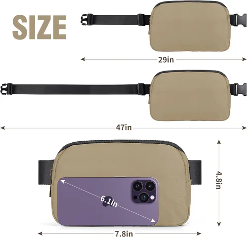 Vista 4 de ZPN Mini riñonera cruzada para mujer y hombre, Caqui