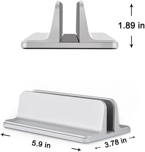 Vista 6 de Soporte para computadora portátil, cuna para portátiles, base ajustable, soporte para MacBook Dell Hp Surface iPad - Plata