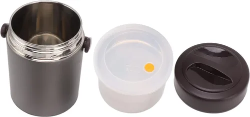 Vista 8 de Contenedor de alimentos aislado, lonchera térmica de 2 L, contenedor de alimentos aislado gris oscuro, contenedor de alimentos con aislamiento
