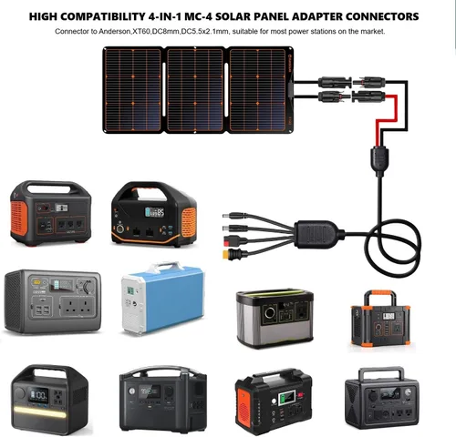 Vista 7 de Kit de conector solar universal 4 en 1, 16 AWG a Anderson XT60 DC7909 DC5521, cable de extensión solar, compatible con paneles solares y la mayoría