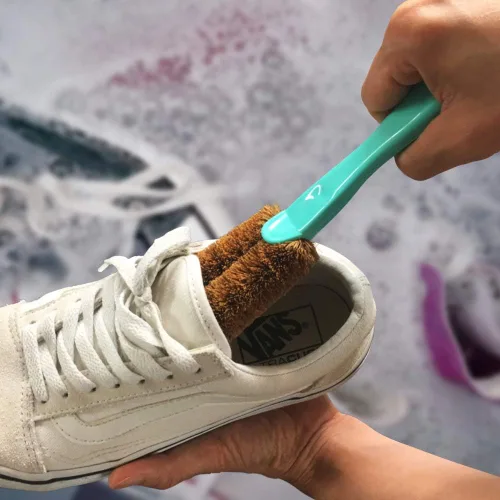 Vista 2 de Cepillo para zapatos de palma - Kamenoko Tawashi Scrubber, juego de 2 piezas Fibra natural, removedor de suciedad, lavado de zapatillas