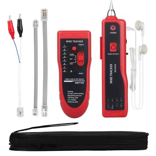 Vista 12 de Rastreador de Cables Probador de Cables de Red Ethernet RJ45 RJ11 - Rastreador de Tonos de Alambre CAT5 CAT6 Probador de Continuidad - Kit