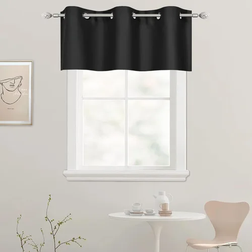 Vista 70 de DECOVSUN Cenefa de cortina opaca amarilla brillante para ventanas de cocina, cenefa opaca con ojales para dormitorio, cenefa corta y recta para sala