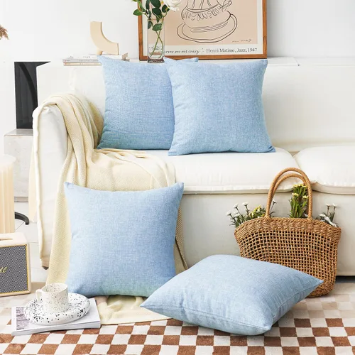Vista 38 de Home Brilliant Funda de almohada de lino de 18 x 18 pulgadas, almohada decorativa para cama, sofá, sala de estar, 1 unidad, color gris ceniza