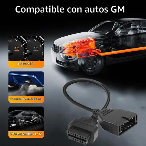 Vista 6 de OBD1 12 pines a OBD2 16 pines escáner adaptador de herramienta de diagnóstico, OBD II Herramienta de diagnóstico de coche Adaptador de cable