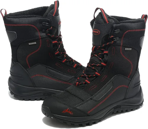 Vista 6 de Botas de senderismo ligeras e impermeables para hombre de tiro medio, botas de nieve antideslizantes para exteriores