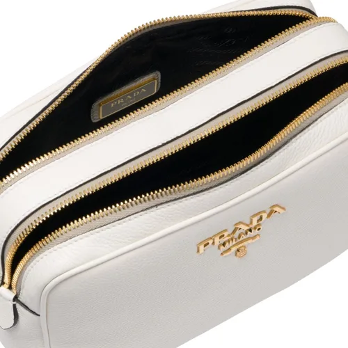 Vista 3 de Prada 1BH079 Vitello Phenix - Crossbody para mujer, color blanco
