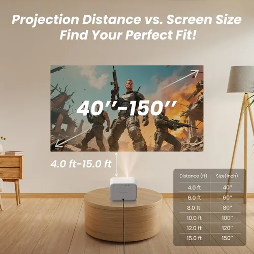 Vista 8 de [Sonido de JBL y alto brillo] Proyector Yaber con WiFi y Bluetooth, enfoque automático/corrección Keystone, proyector de película de sonido 3D