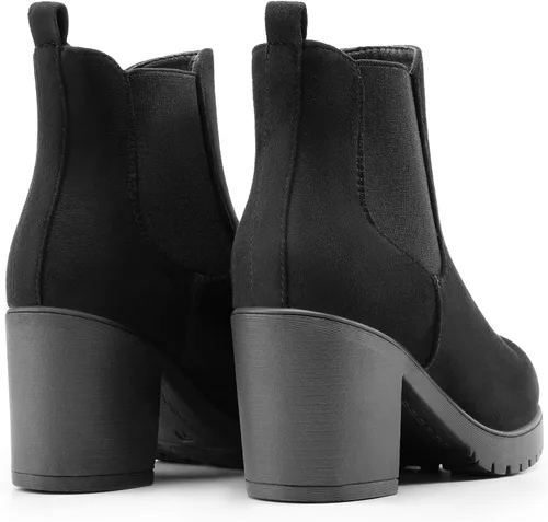 Vista 4 de DREAM PAIRS. FRE - Botines de tacón alto estilo Chelsea para mujer