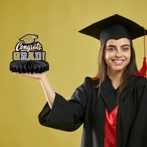 Vista 6 de 9 piezas de decoraciones de fiesta de graduación para clase de 2026, centro de mesa de felicitaciones de graduación de felicitaciones de graduación