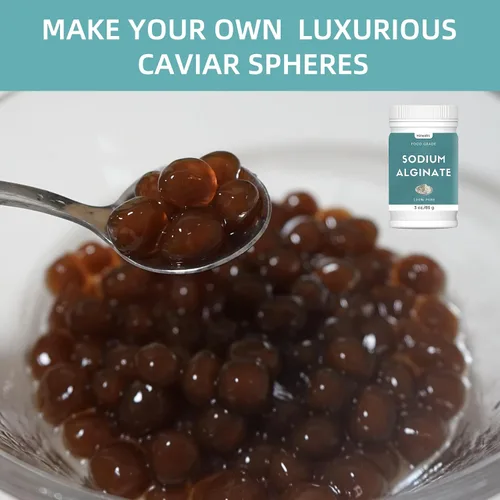 Vista 6 de Polvo de alginato de sodio de 3 onzas de grado alimenticio, polvo de alginato de sodio puro perfecto para hacer lujosas esferas de caviar, postres