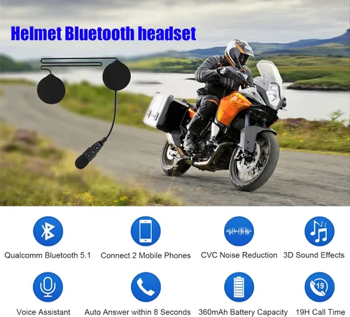 Vista 2 de EJEAS Casco de motocicleta E1+ Bluetooth 5.1, manos libres, sistema de comunicación Bluetooth con función de reducción de ruido CVC/efecto de sonido