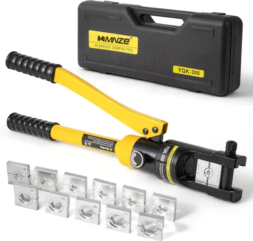 Vista 11 de Alicates de crimpado hidráulico de 12 toneladas de 6 AWG a 500 MCM Kit de herramientas de prensado hidráulico de mano con terminal de cable