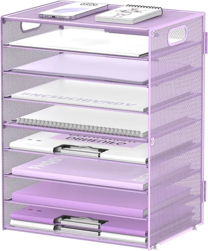 Vista 11 de DALTACK - Organizador de escritorio con bandeja de cartas de 9 niveles con asas, organizador de archivos de malla, organizador de escritorio