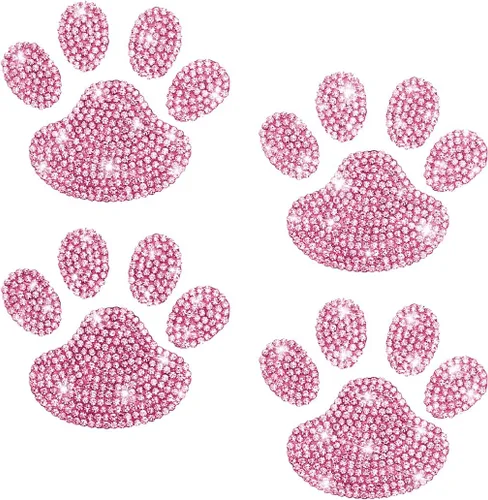 Vista 10 de 4 piezas de calcomanías decorativas de cristal para coches, adhesivos de brillo con cristal de fantasía en forma de pata de perro, calcomanía
