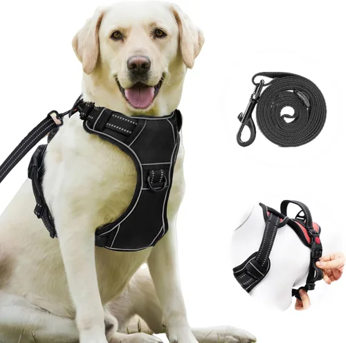 Vista 5 de Arnés grande para perros, suministros para mascotas, correas para perros grandes, arnés reflectante con mango de control