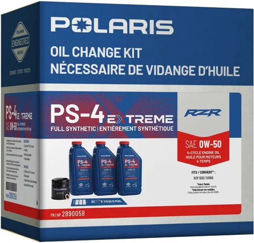 Vista 4 de Kit de cambio de aceite Polaris para modelos específicos RZR Turbo y Pro XP & XP 4 con motor de 4 tiempos, incluye 3 cuartos de galón de aceite