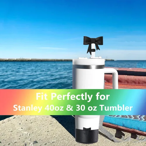 Vista 5 de Stanley - Juego de accesorios para vasos que incluye 4 fundas de silicona para popotes Stanley Cup de 0.394 in/0.4 pulgadas, 2 botas de lazo