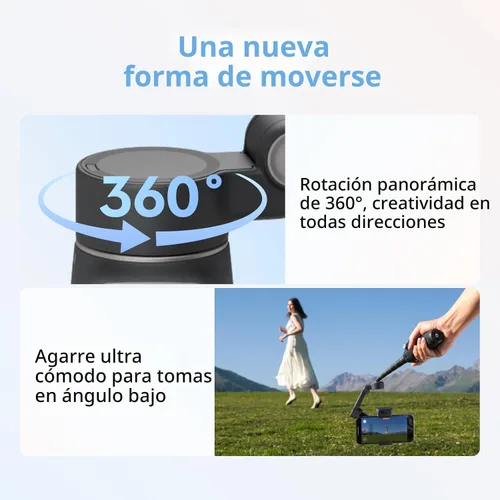 Vista 5 de DJI Osmo Mobile 8 Advanced Tracking Combo Gimbal Stabilizer para teléfono, seguimiento nativo de IA con audio e iluminación, rotación panorámica