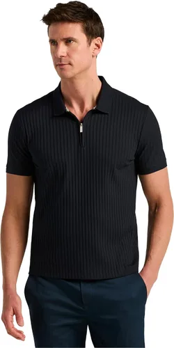 Vista 6 de Perry Ellis Men's Quarter Zip Short Sleeve Ribbed Knit Polo Shirt
