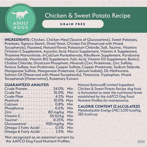 Vista 8 de Natural Balance Dieta de ingredientes limitados de pollo y batata Alimento seco para perros sin granos para adultos 4 libras Bolsa