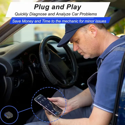 Vista 4 de Escáner OBD2 Bluetooth 4.0 para Auto, Lector de Códigos para iPhone iOS Android Windows, Adaptador Auto OBD2 OBDII, Herramienta de Diagnóstico