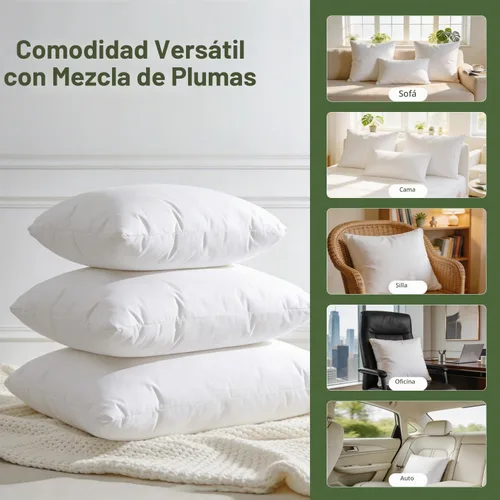 Vista 2 de Insertos de almohada de 30.48x50.8 cm (12x20 pulgadas) Conjunto de almohadas de plumas suaves para interiores, juego de 1, almohadas decorativas