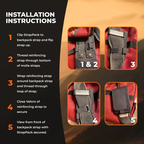 Vista 7 de Phone Holster with Clip - Hook Loop Nylon Cellphone Holster Compact Pouch, Backpack Shoulder Strap Accessory - Multifunctional StrapPack Pouches for
