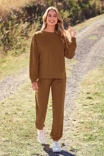 Vista 36 de Prettygarden - Conjunto de pijama de dos piezas para mujer, diseño de teñido anudado, sudadera informal de manga larga con pantalones largos, ropa