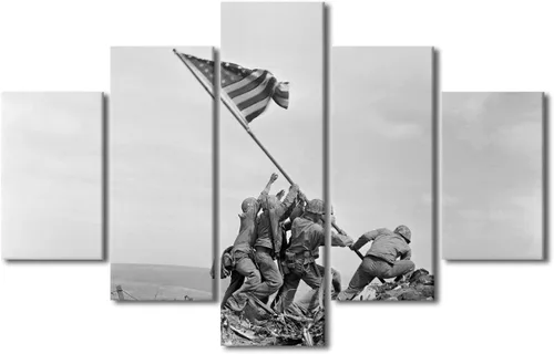 Vista 30 de Arte de pared para sala de estar, imágenes de la bandera estadounidense, impresión en lienzo, arte de pared militar de Estados Unidos de la Segunda