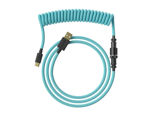 Vista 10 de Ranked Cable de teclado en espiral Cable trenzado de doble manga hecho a mano USB tipo C a A Conector aviador de 5 pines para teclado mecánico