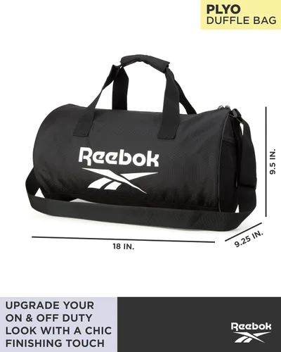 Vista 2 de Reebok Bolsa de lona Bolsa de gimnasio deportiva Plyo equipaje de mano ligero para fin de semana durante la noche para viajes, playa, yoga, lobo