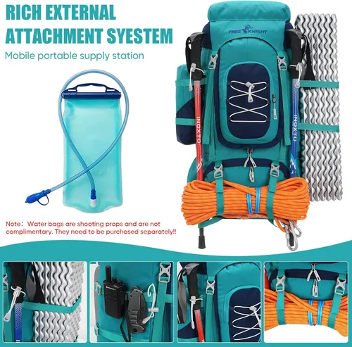 Vista 5 de Bseash 70L (65+5) Mochila impermeable para senderismo camping con cubierta para lluvia, mochila de viaje deportiva al aire libre para escalada